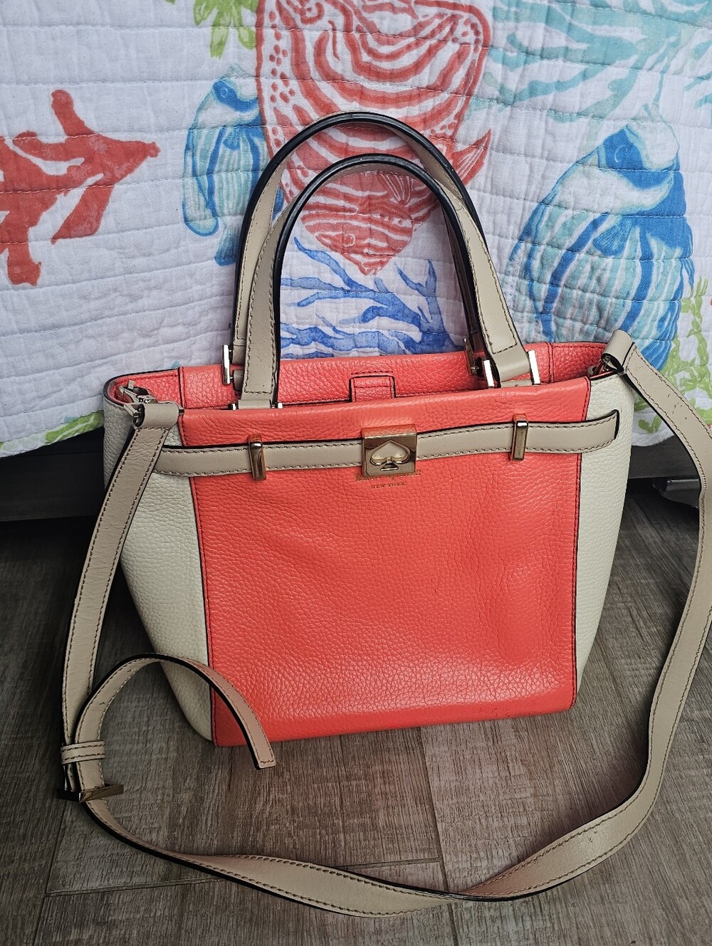 kate spade Coral & Pebble Leather Satchel